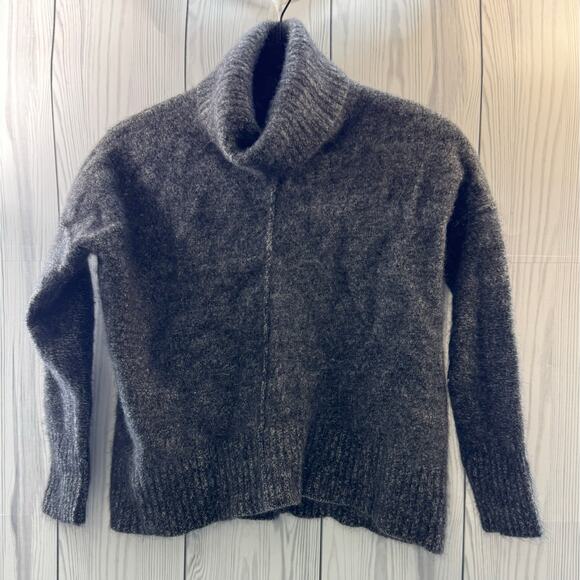 Aqua Cashmere Womens Hoodie Sweater Sz M Cropped Turtleneck Gray - Picture 1 of 5
